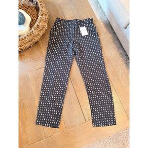 Theory Pull On Trouser SL Womens Black Ivory Triangle Stripe Size 00 I0502209